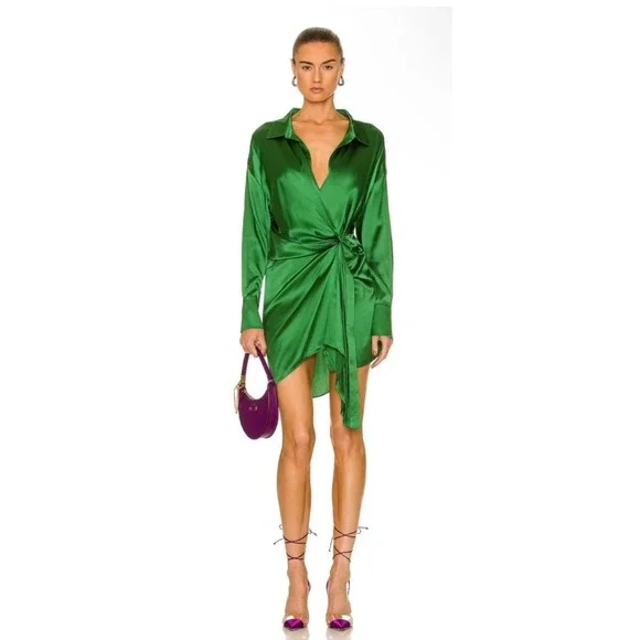 amazon green mini dress Flora Satin Mini Dress main image 1